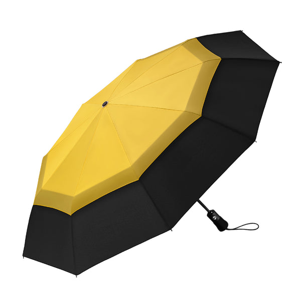 Yellow Double Vented Compact Travel Umbrella