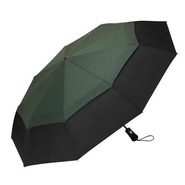 Green Double Vented Compact Travel Umbrella