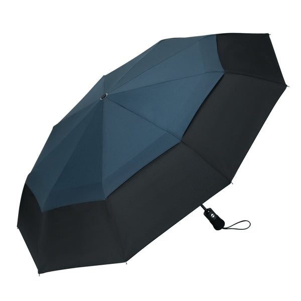 Blue Double Vented Compact Travel Umbrella