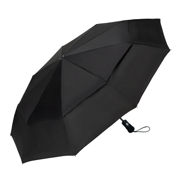 Black Double Vented Compact Travel Umbrella