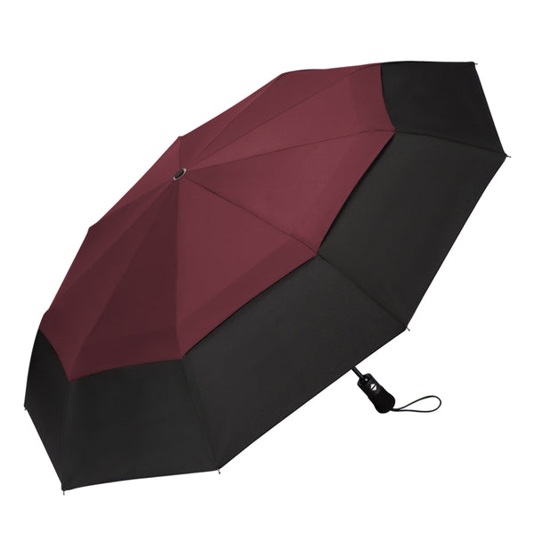 Red Double Vented Compact Travel Umbrella